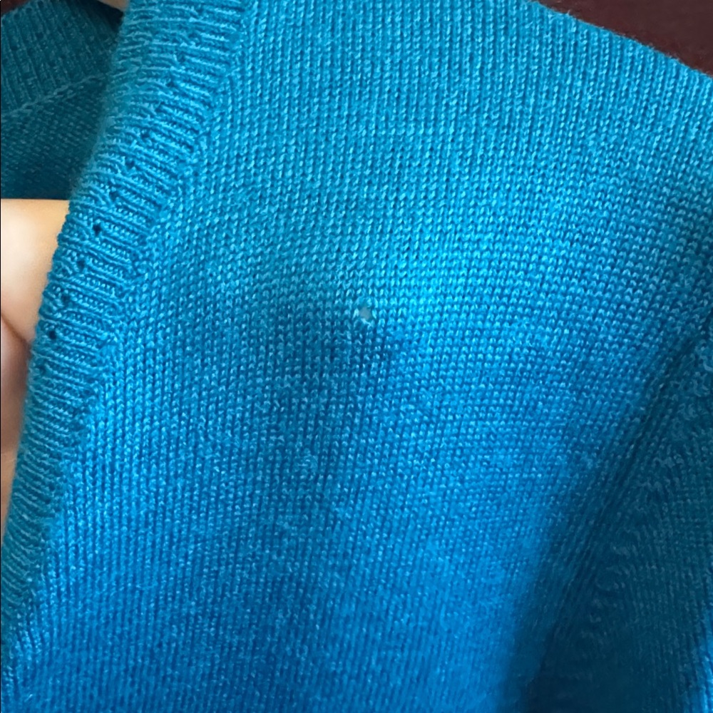 Banana Republic Teal V-Neck 100% Merino Wool Casual Sweater - Women's Medium - Picture 8 of 9